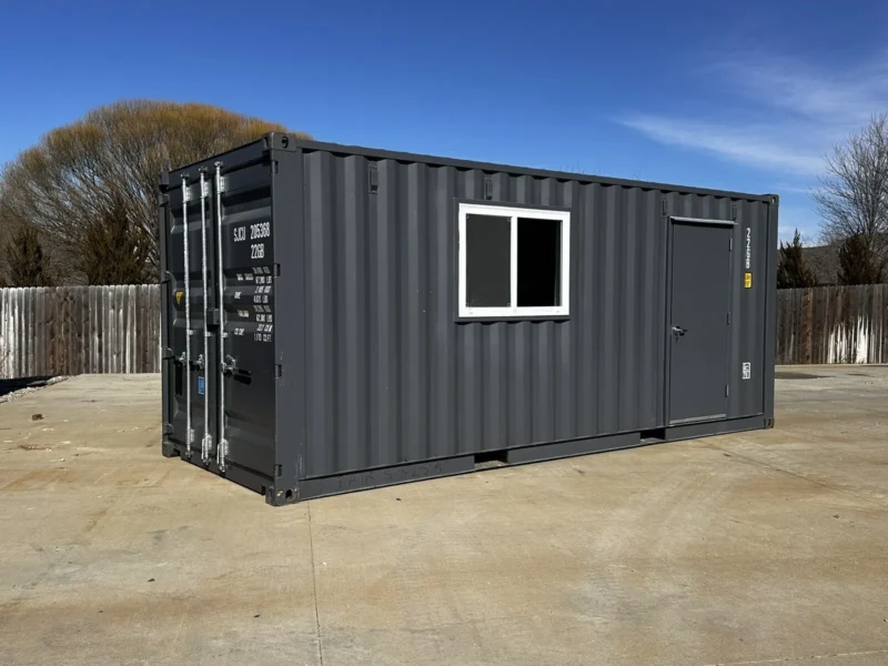 20-ft-20-Slate-Gray-Shiplap-120V-Shipping-Container-Office-Minisplit-800x600-1.webp 20ft 20’ Slate Gray Shiplap 120V Shipping Container Office Mini Split - Image 1
